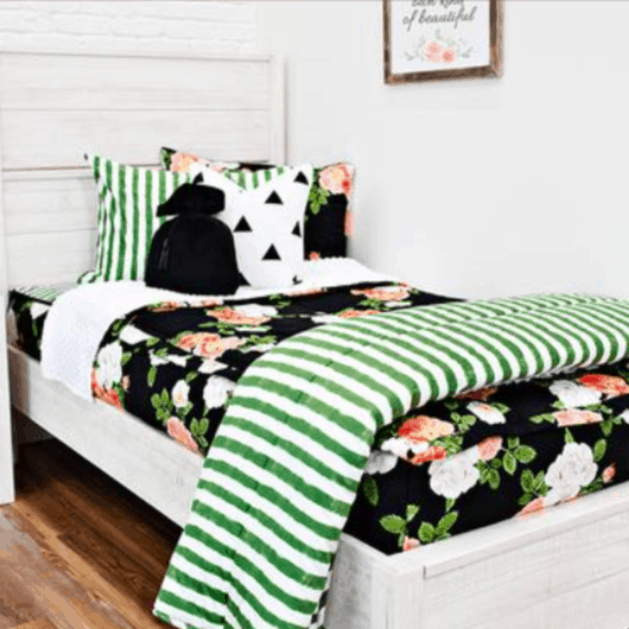 stripped bedding and bed