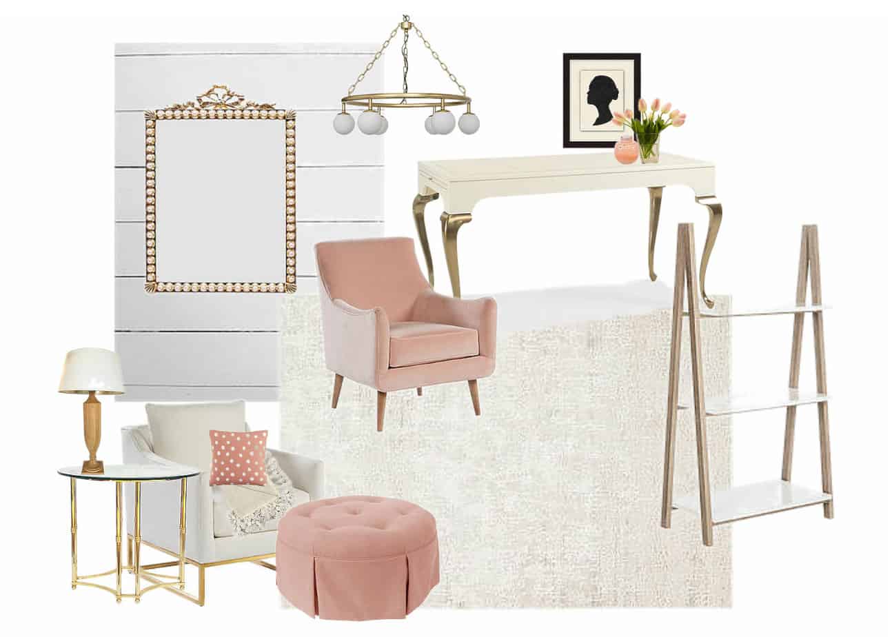 Pink and gold mood board inspiration.