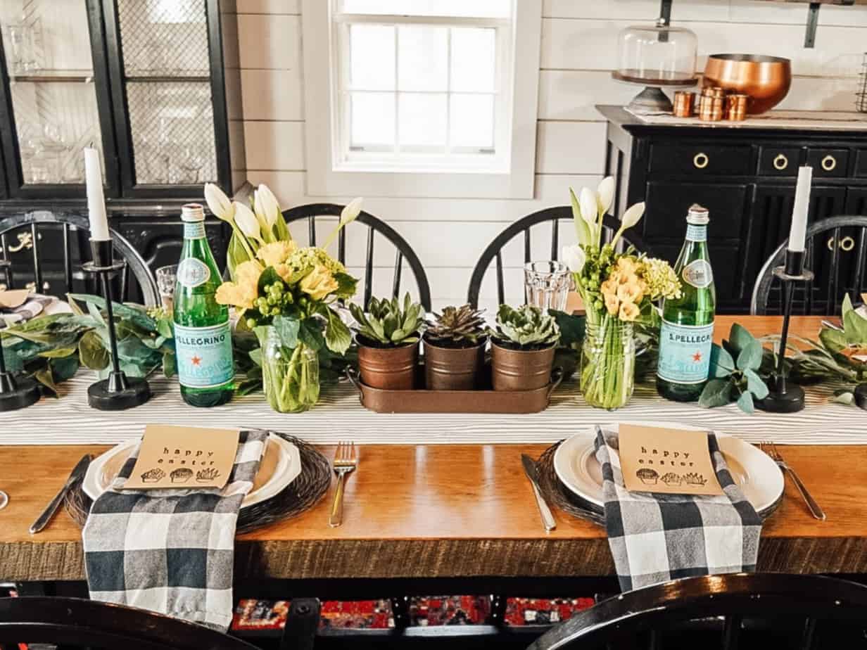 DIY Farmhouse Easter Tablescape – on a Budget!