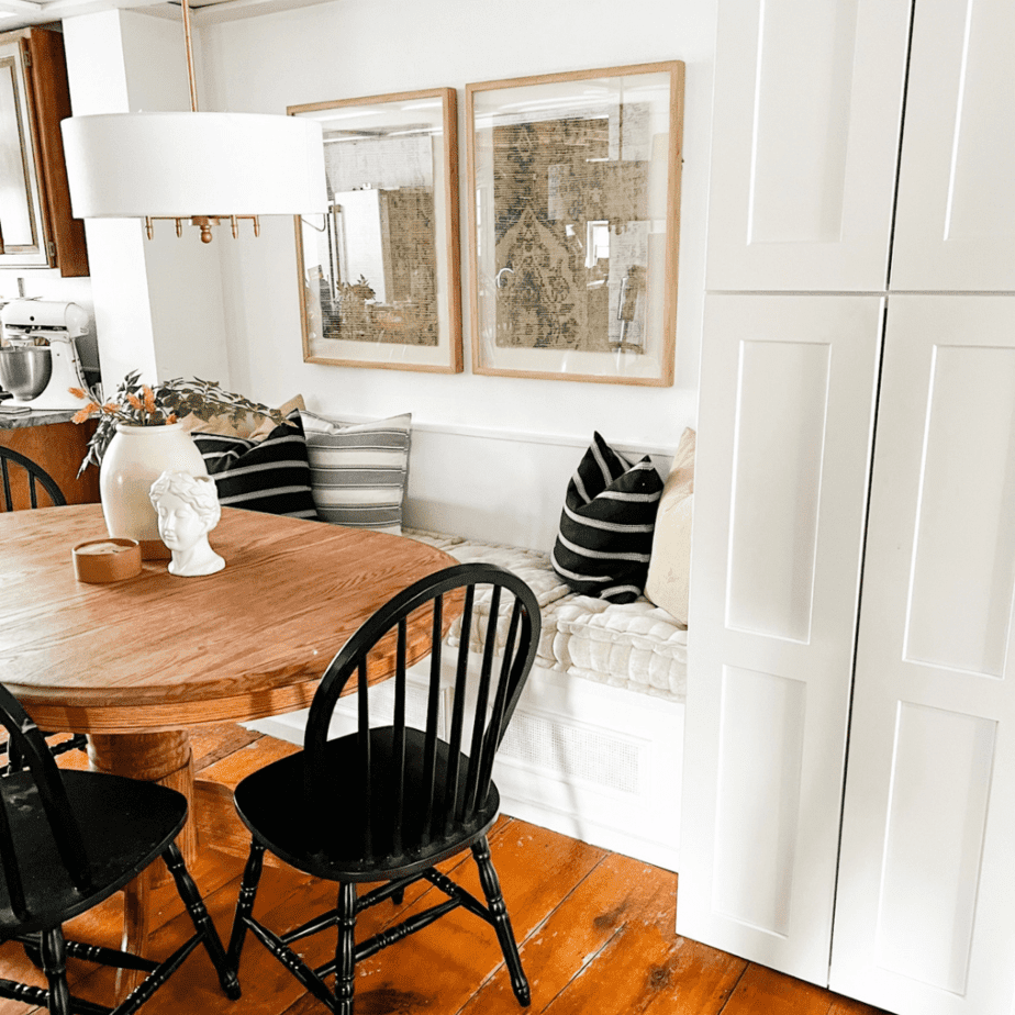 DIY Built-in Kitchen Bench with Picture Frame Molding